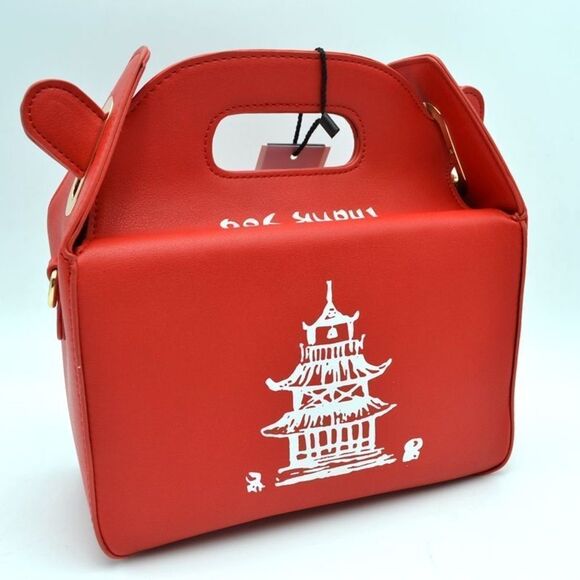 Chinese Tower Print Top-Handle Takeout Box Handbag - Picture 1 of 9